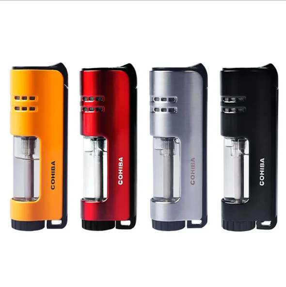 

Зажигалка для сигар, удобная металлическая гальванизированная прозрачная ветрозащитная газовая зажигалка с одним прямым смывом и воздушн...