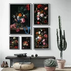 Голландский цветочный натюрморт темно цветочный Классическая художественные плакаты и принты стена галерея Арт холст картины для домашнего декора