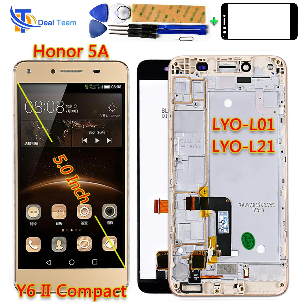 Дисплейный модуль для Huawei Honor Y6II белый/чёрный/золотой с рамкой/без|Экраны