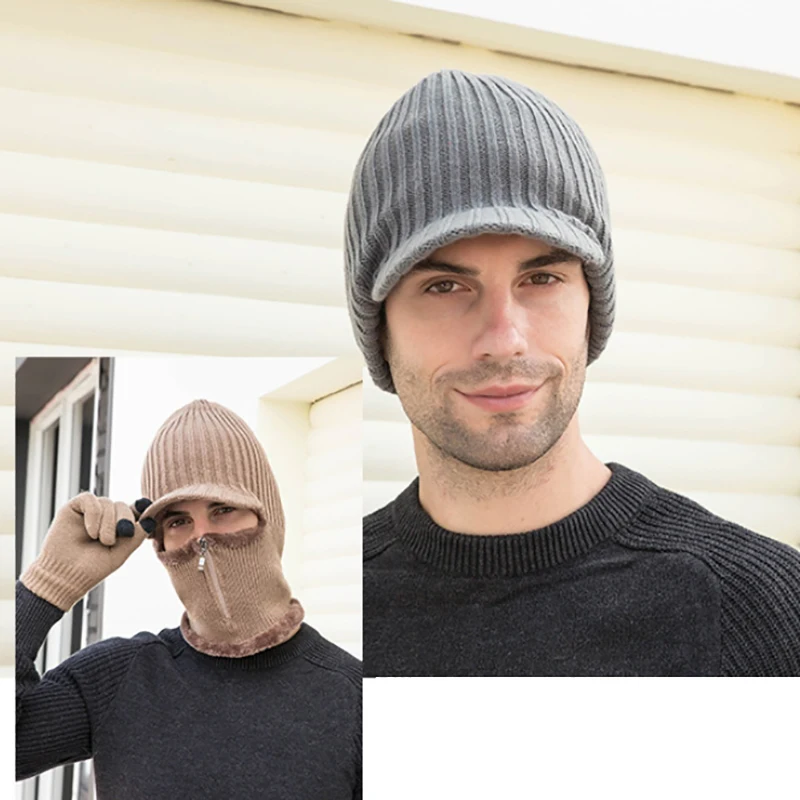 

Fashion Men Warm Winter Hat Scarf Soft Knitted Hat Scarf Set Skullies Beanies Winter Hat For Women Unisex Knitted Caps