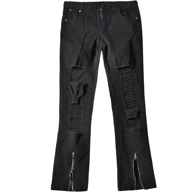 Джинсы мужские рваные в стиле хип-хоп темные потертые джинсы с полыми