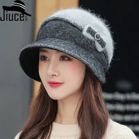 2021 winter thickened bowknot patchwork basin hat female new korean fashion all match warm ear protective mother hat rabit