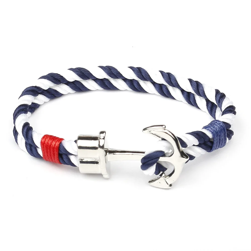 Fashion Men Bracelets Braided Wristband Nylon Bracelet Gifts Silvers Alloy Hook Anchor Rope Bangle Jewelry 2019 New pulseras | Украшения и