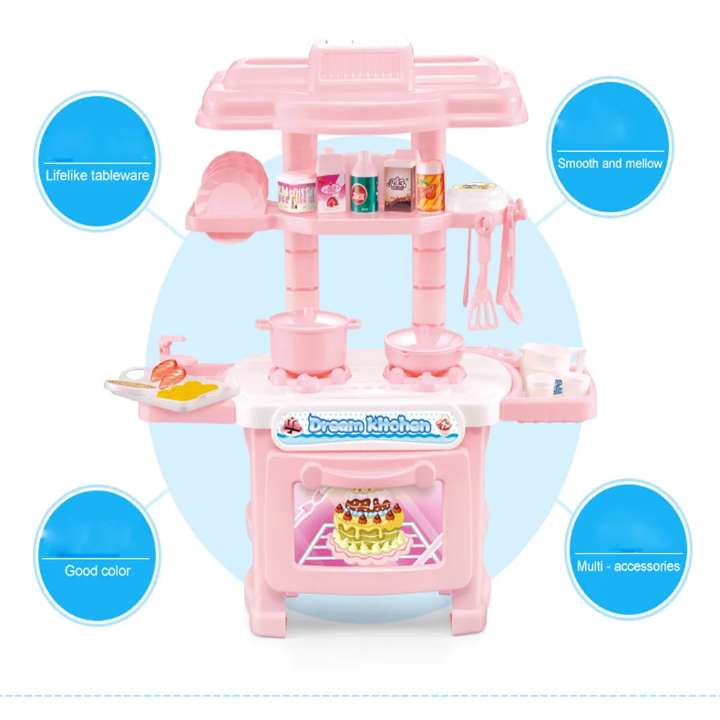 Children's mini Educational Kitchen Toys Pink Household Appliances Children Play For Kids Girls Toy Dropshipping M0731 | Игрушки и