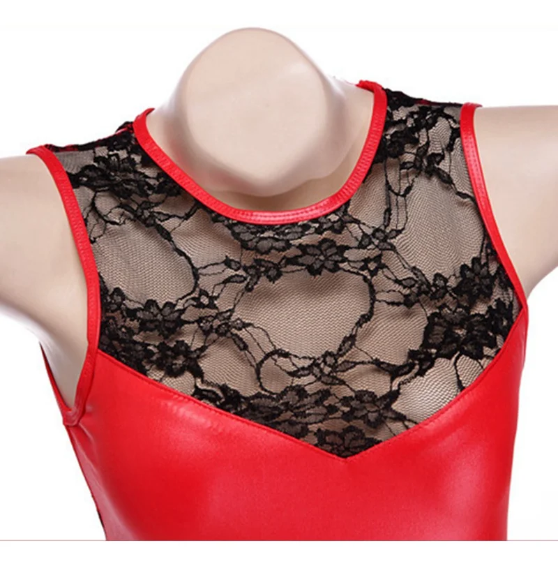 

Minivestidos transparentes de encaje con espalda descubierta para mujer, ropa de fiesta, Sexy, de piel sinttica, sin mangas