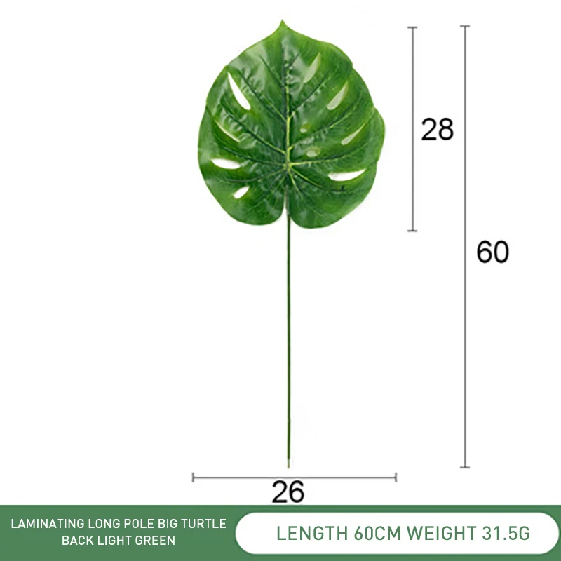 Light green Leaf 28c Пластиковые искусственные листья GreenTropical Пальмовые Листья моделирование лист для вечерние для дома садовые украшения DIY - Цвет: Light green Leaf 28c