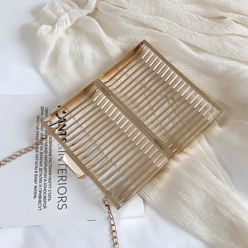 TTOU модная женская сумочка металлическая пустотелая мини квадратная сумка на