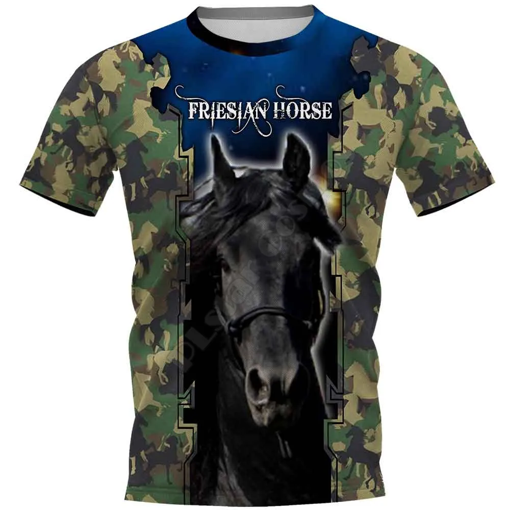 

Friesian Horse 3D Printed t shirts women for men Summer Casual Tees Short Sleeve T-shirts Funny Animals Short Sleeve