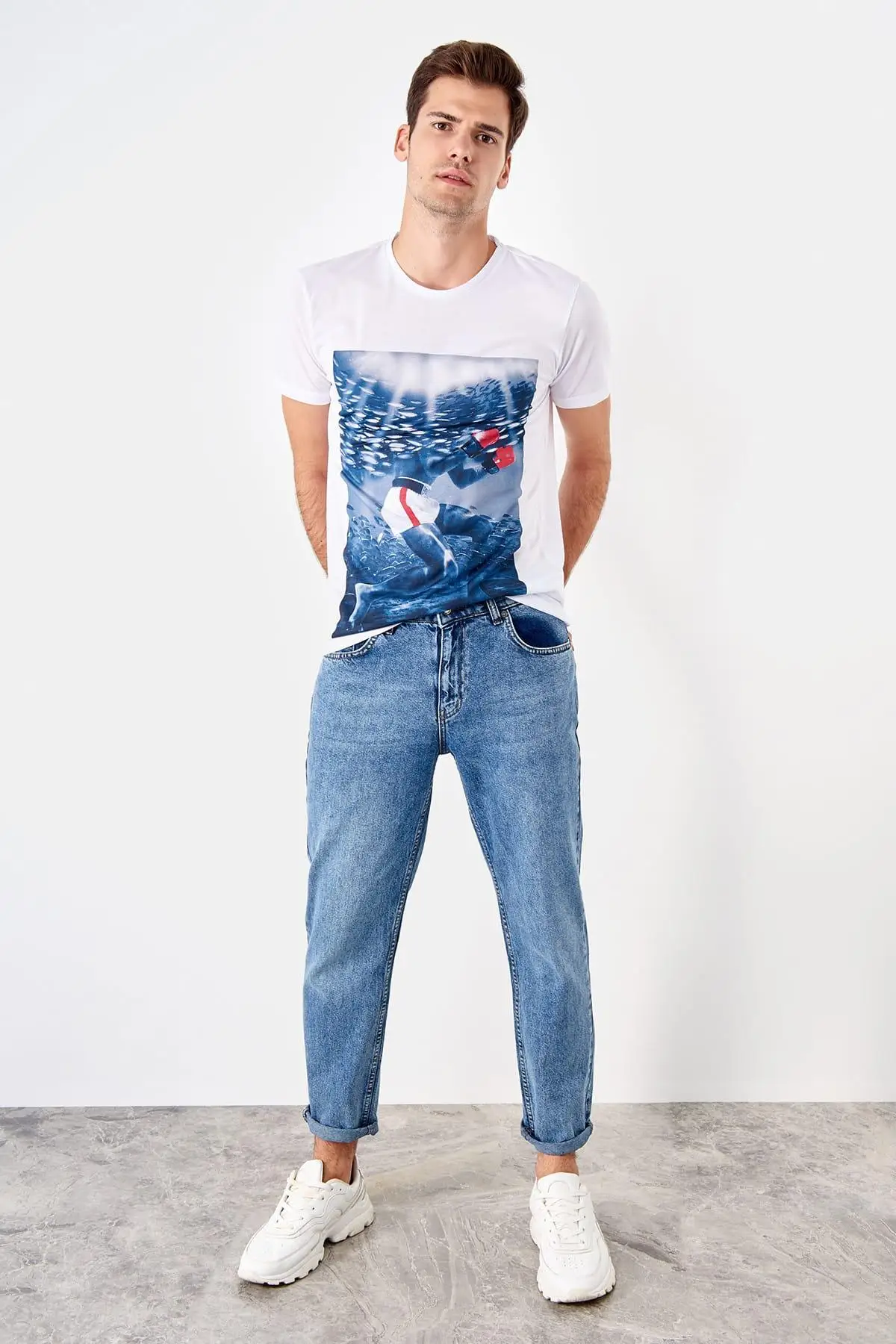 Trendyol синие мужские джинсы обычной посадки от снега новинка TMNSS19KE0014 | Мужская