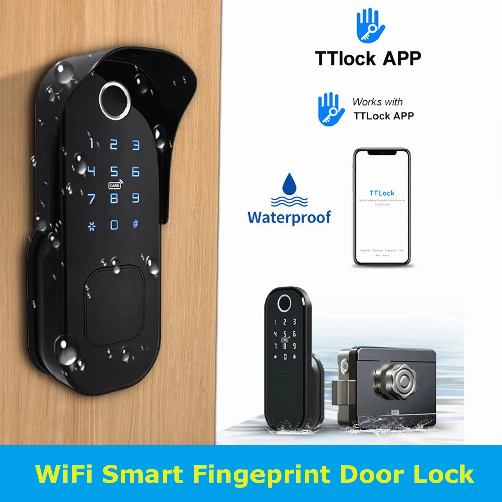 

TUYA / TTLock APP WIFI Smart Door Lock 5 in 1 Fingerprint Password Waterproof Unlock Support Alexa & Google Assistant