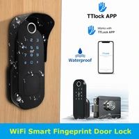 tuya ttlock app wifi smart door lock 5 in 1 fingerprint password waterproof unlock support alexa google assistant