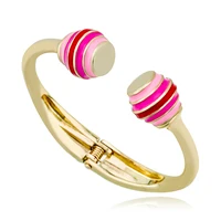 double 2 ball shape enamel cuff bracelet statement bangle for women gold plated colorful trendy bracelet pulseira da moda