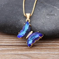 hot sale zirconia cute butterfly necklace pendant gold color link chain choker statement necklace gifts for women boho jewelry