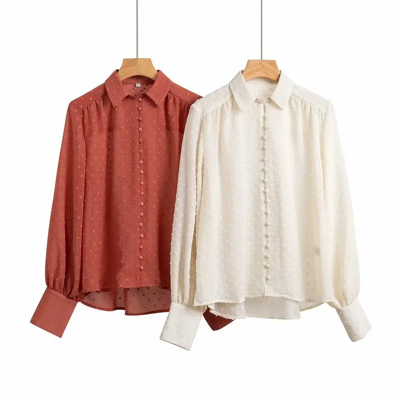 Женская Базовая однотонная шифоновая блузка с длинным рукавом офисная одежда