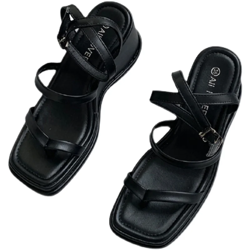 

Roman Sandals Espadrilles Platform Flat Summer Shoes Woman Clogs Wedge Muffins shoe High Heels Suit Female Beige Gladiator Lacqu