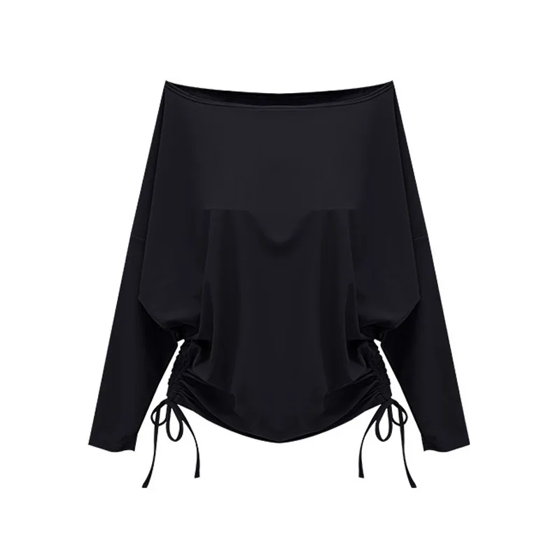 

New Sunscreen Long Sleeve Slant Shoulder High Waist Swimwear Women's Split Triangle Slim Looking Belly Covering Sports Swimsuit