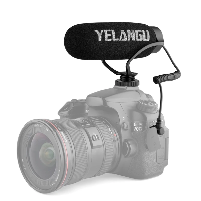 

Микрофон для видеокамеры YELANGU MIC08 с аудиокабелем 3,5 мм для DSLR и DV-видеокамеры