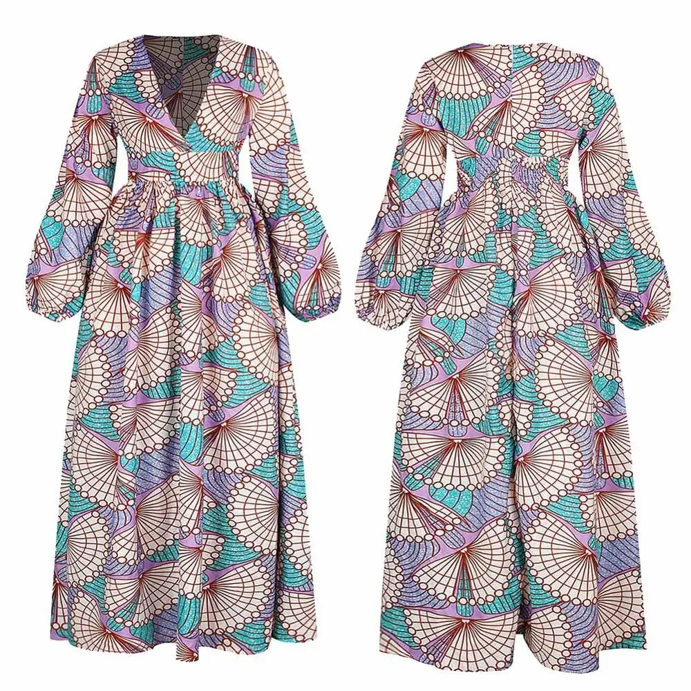 Dashiki-Pink BOHISEN Дашики африканские платья для женщин осень Базен Анкара платья с длинным рукавом размера плюс Afriacn одежда с принтом для женщин - Цвет: Dashiki-Pink