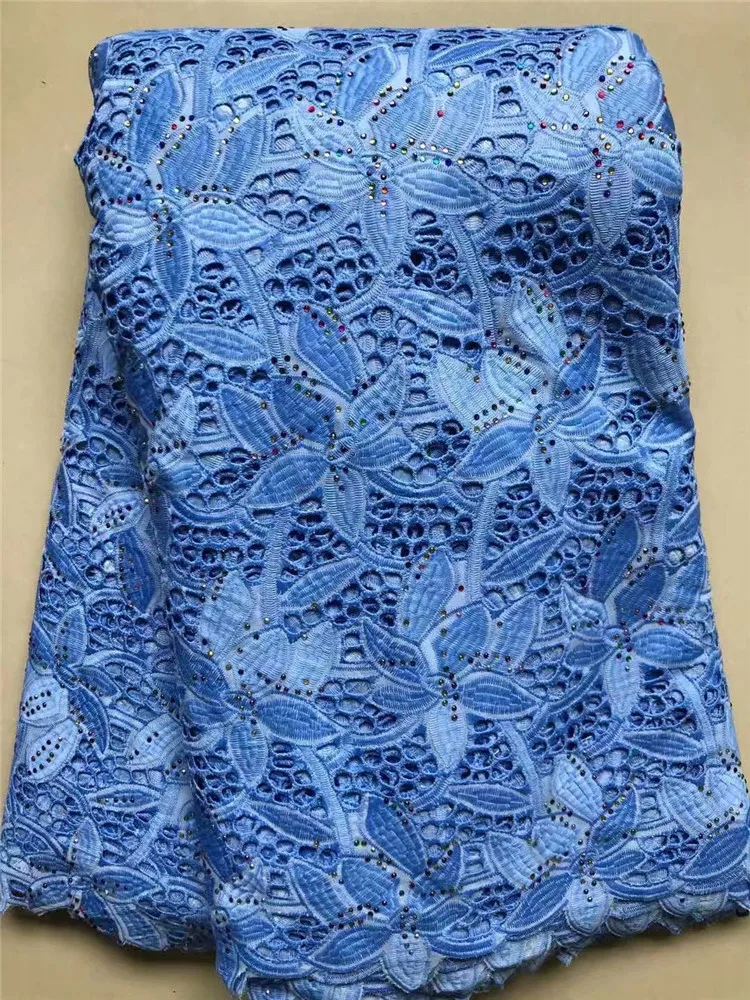 

Best Selling sky blue African Tulle Lace Fabric Flower Embroidery Women Dress High Quality Nigerian Lace Fabric FW313