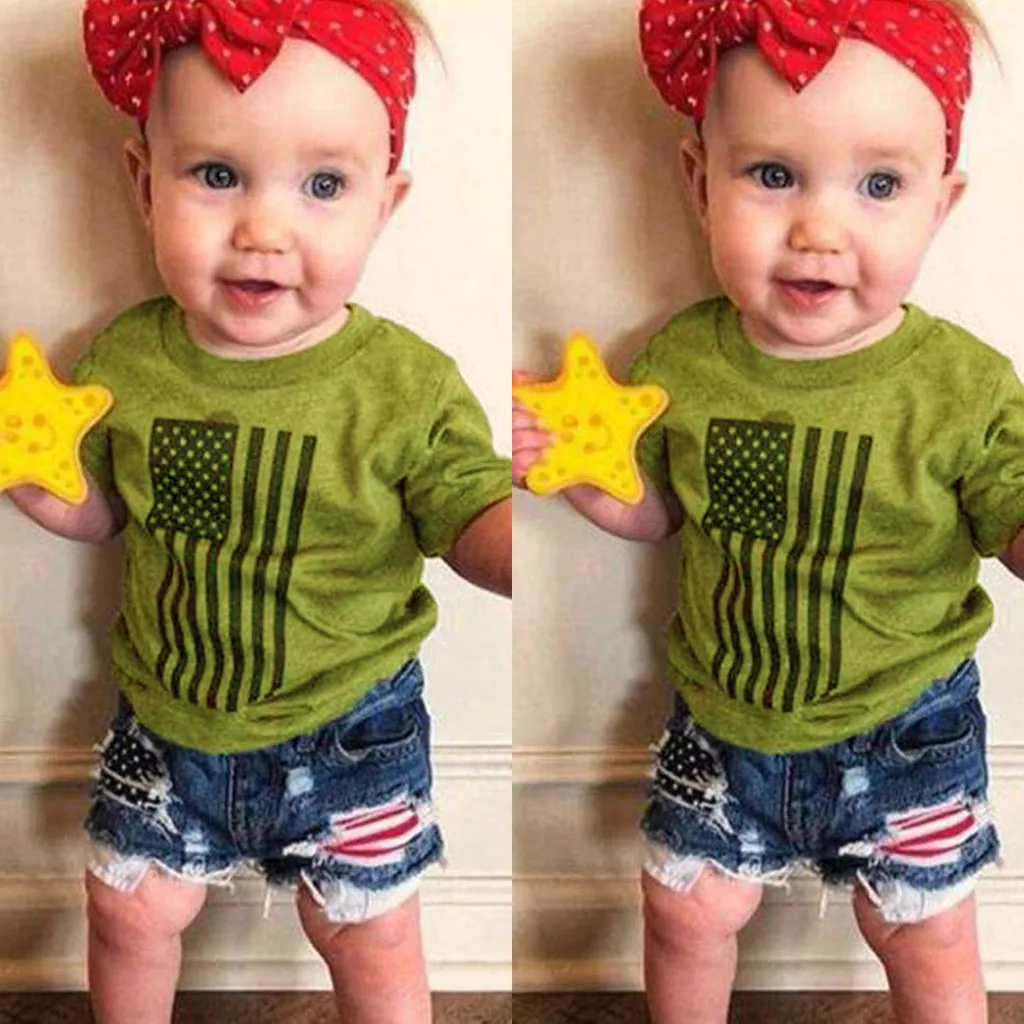 2019 футболка с принтом флага 4 июля для маленьких мальчиков и девочек топы +