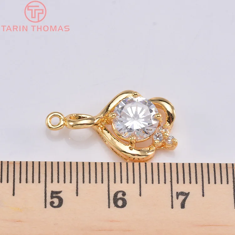 

6PCS 21x12MM 24K Gold Color Plated Brass with Zircon Screw Pendants Charms High Quality DIY Jewelry Making Findings
