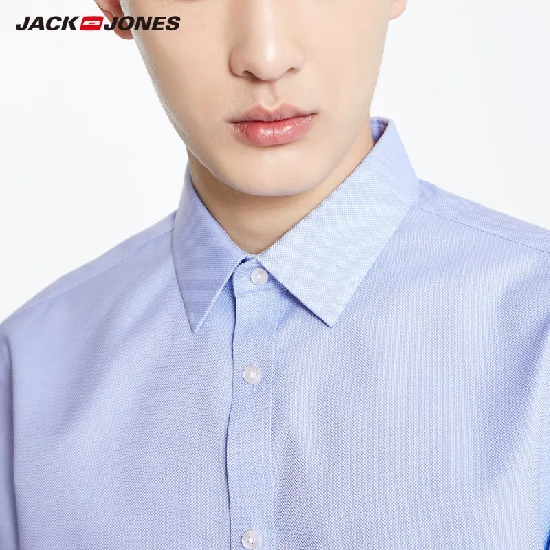 JackJones Men's 100% Cotton Straight Fit Basic Pure Color Pointed Collar Long-sleeved Shirt 219105567 | Мужская одежда