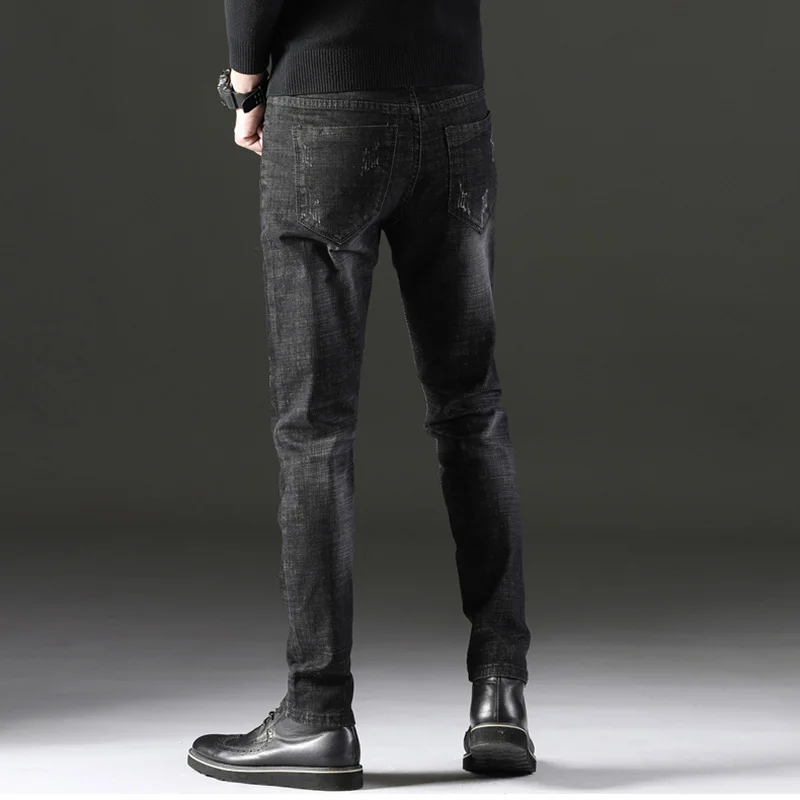 Мужские бархатные джинсы HCXY Классические Теплые прямые мужские стрейч толстые