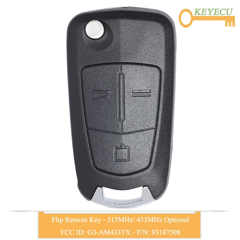 KEYECU раскладной дистанционный ключ для Vauxhall Opel Vectra C Signum 2003 2007 Fob 3 кнопки 315 МГц 433