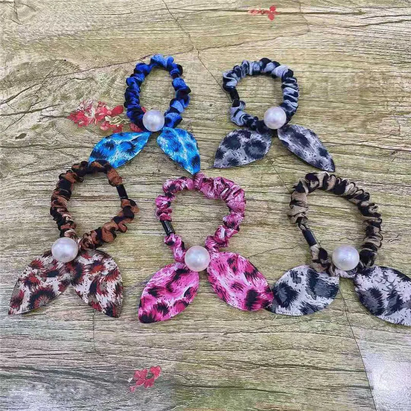 

12PCS/LOT Candy Cat Ears Pearl Cartoon Solid Elastic Hair Bands For Girl Lovely Lattice Rubber Bands Kid Korean Hair Accessories