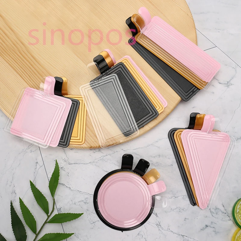 Одноразовые квадратной формы тяжелый торт поднос пластиковый лоток для показа