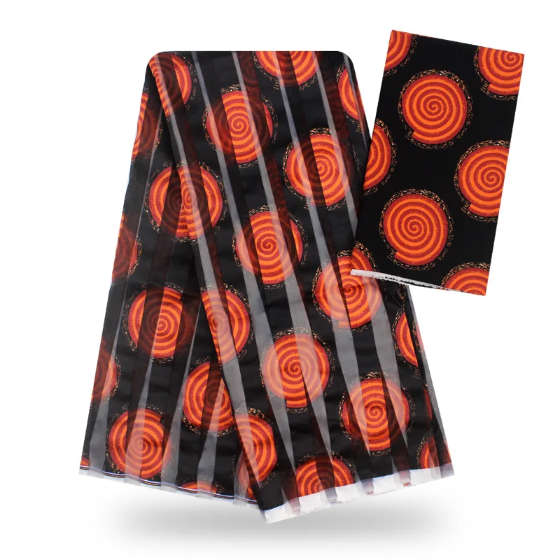 Черно-белая лента шелковая восковая Ткань Органза Шелковый материал африканская