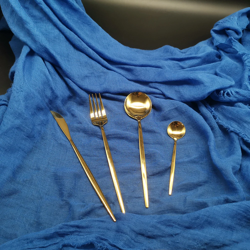 Hot 4pcs stainless steel fork spoon knife cubiertos tofok dorados de acero inoxidable faqueiro dourado tableware silverware set | Дом и сад