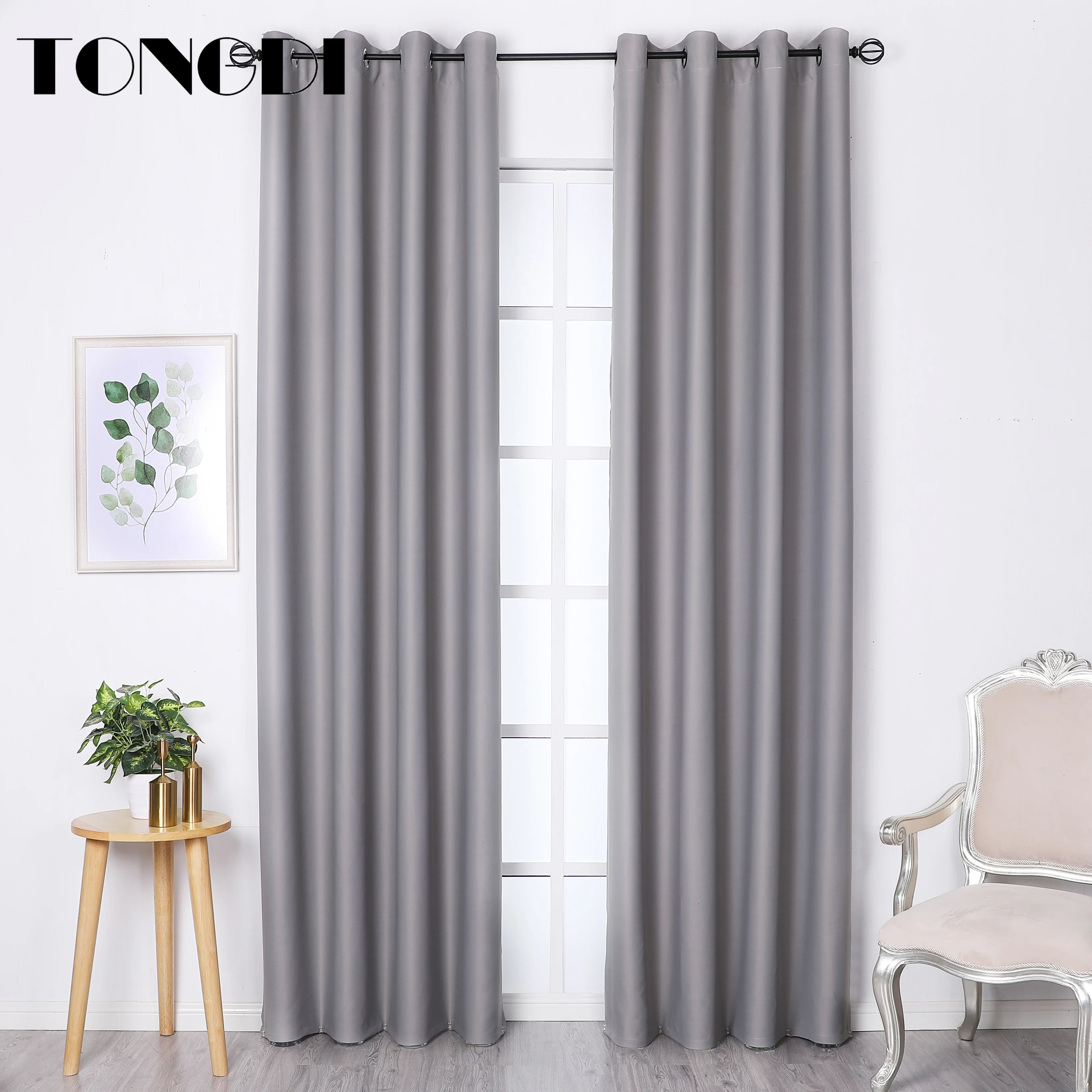 

TONGDI Modern Blackout Curtain Soft Shading Elegant Solid Color Luxury Decoration For Parlour Bedroom Living Room Window Panel