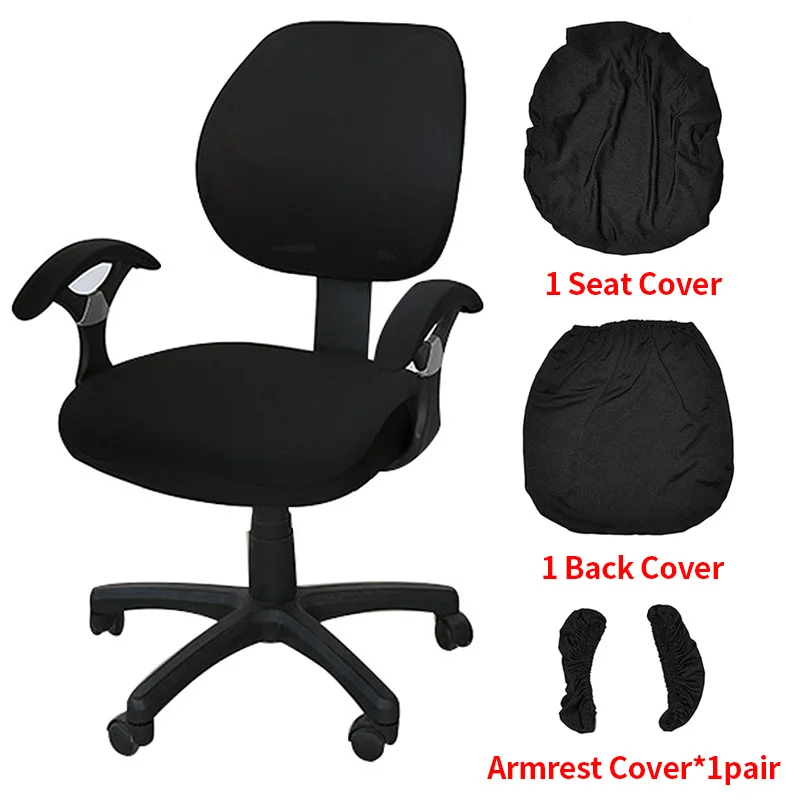

1set Computer Seat Chair Cover Stretch Spandex Chair Covers with Armrest Cover Rotating Chair Slipcovers Office Seat Decoration