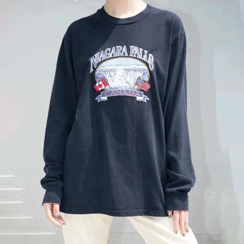 

Винтажный хлопковый свитшот унисекс, с вышивкой, в стиле оверсайз, осень 2022