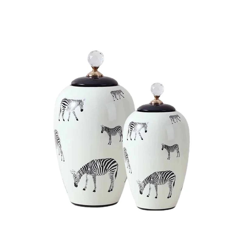 Керамическая банка для хранения в европейском стиле с узором зебры ваза цветов