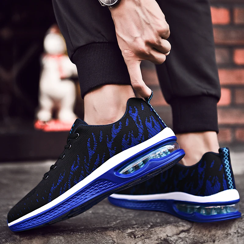 Fashion Red Flame Air Running Shoes Men Outdoor Breathable Mesh Racing Shoes Sneakers Men gym Air Trainers zapatillas de hombre