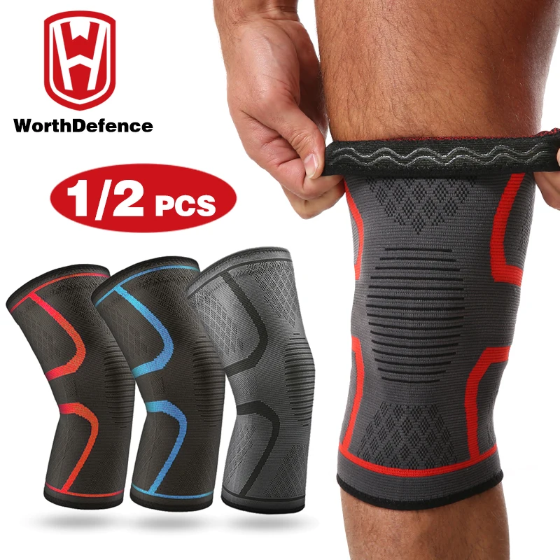 Worthdefence-rodillera de nailon para artritis, soporte de compresión para deportes, Mangas de Fitness, Protector para correr, 1/2 Uds.