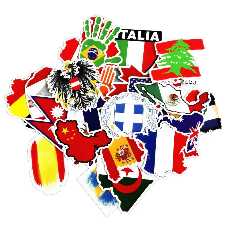 10/50 шт./лот наклейка с национальными флагами для ноутбука багажника скейтборда