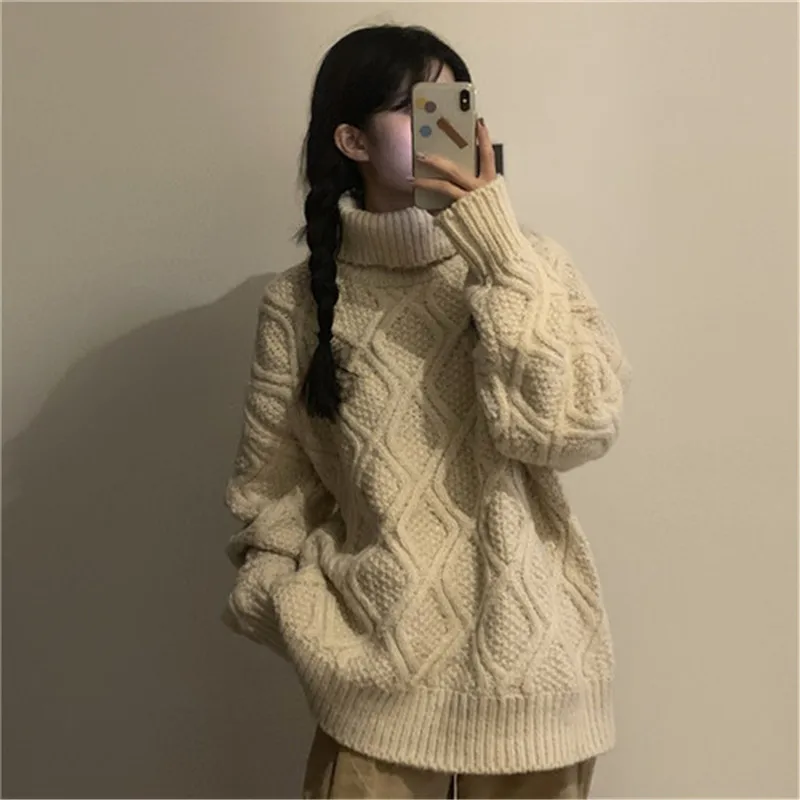 Женский свитер-водолазка с длинным рукавом в винтажном стиле | Женская одежда