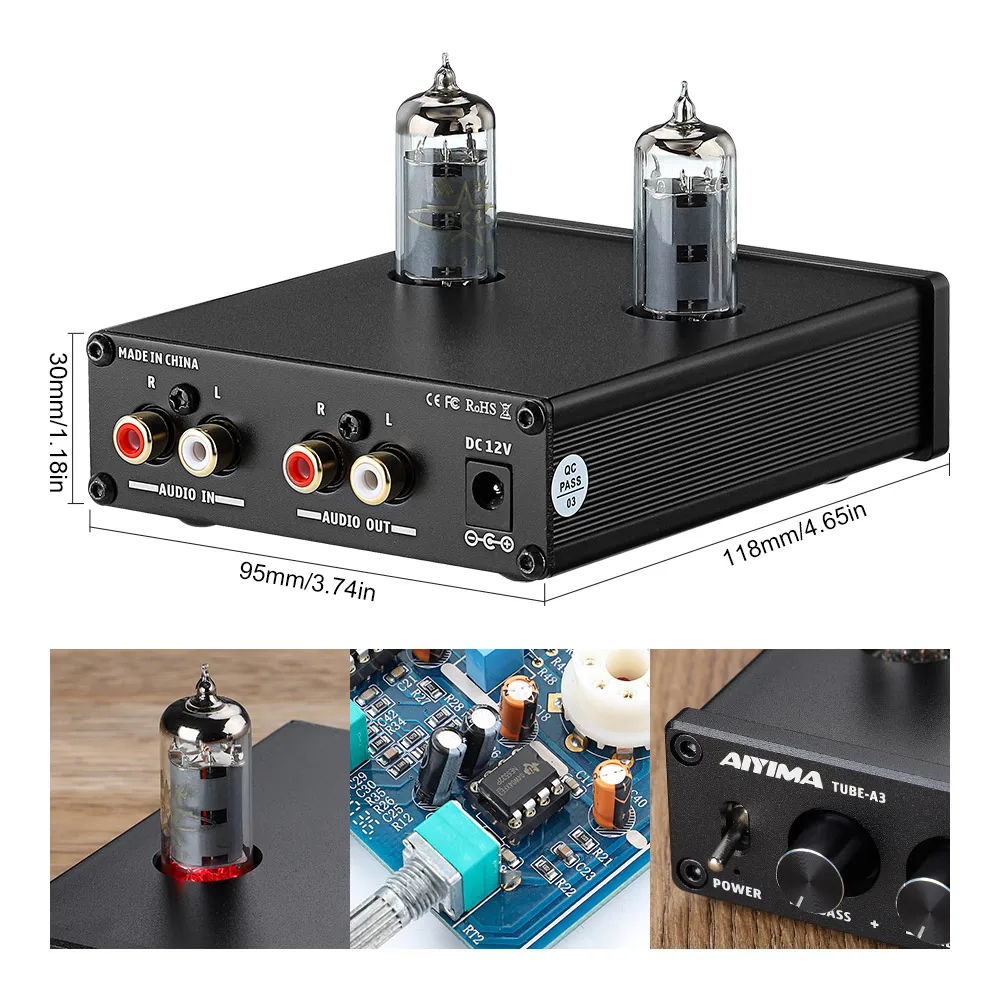 AIYIMA DC12V аудио 6K4 трубчатый усилитель предусилитель Hi-Fi контроль высоких басов