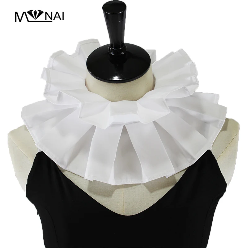 

Gothic Vintage Neck Ruff Collar Victorian Clown Detachable Ruffle Collars Handmade Fancy Dress