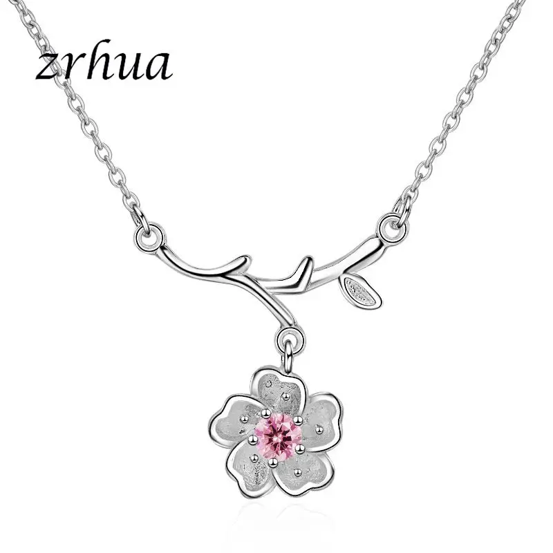 Женская цепочка из серебра 925 пробы с кулоном в виде цветка|Ожерелья| |