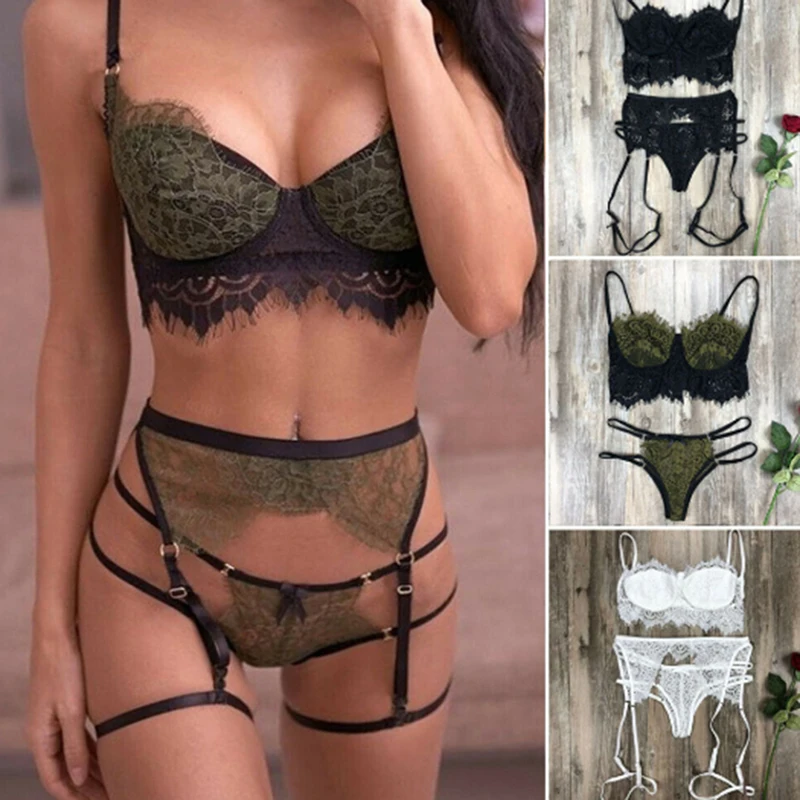 Комплект пикантной женской одежды комплект из 3 предметов: бюстгальтер и трусики