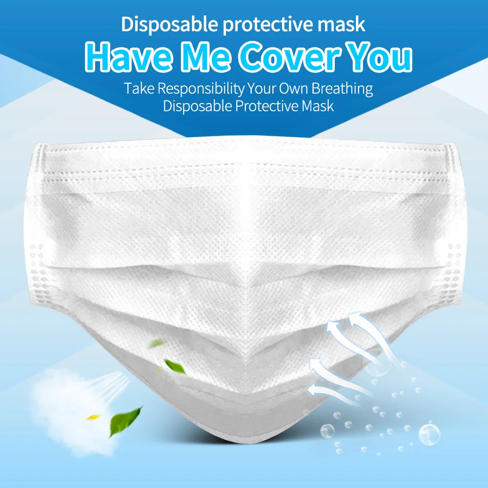 Colored Mouth Mask 3Ply Filter NonWoven Disposable Face 10-200PCS Breathable Protective Adult Chirurgical Black Quirurgicas |