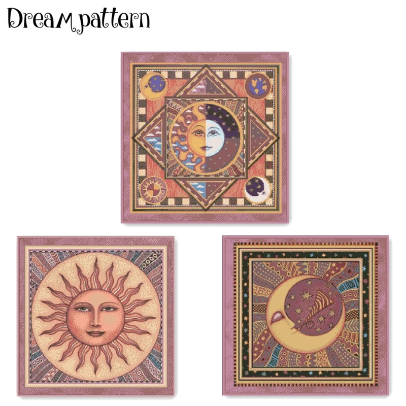 Набор для вышивки крестиком Sun moon хлопок шелковая нить белая ткань тотем 18 карат 14
