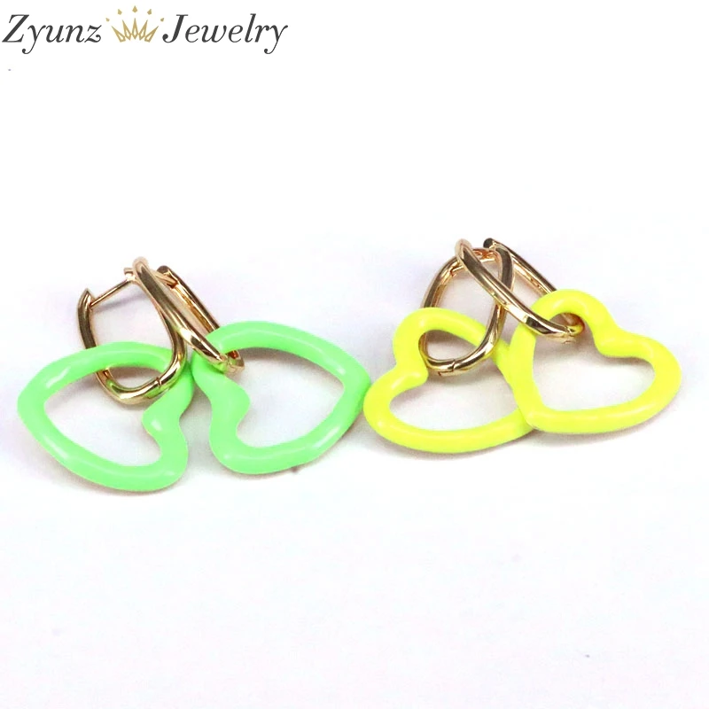 Серьги-подвески золотистые с эмалью в форме сердца 5 пар | Украшения и аксессуары