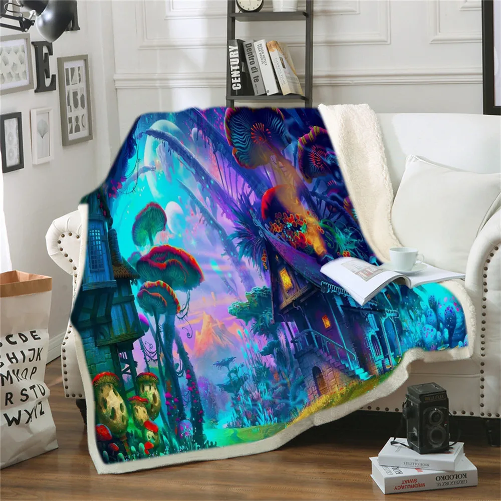 

Custom DIY Print Meditating Blanket Psychedelic Microfiber Sherpa Blanket Wearable Blue Blanket