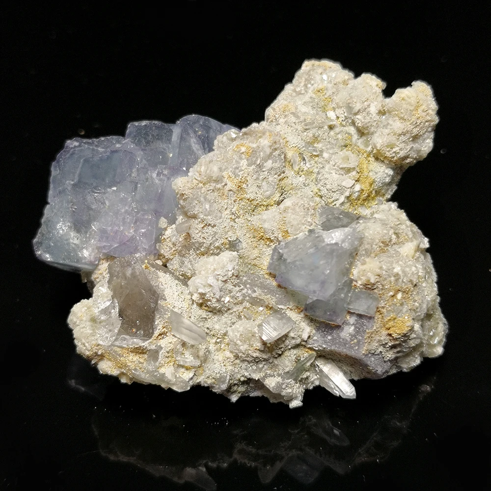 

129g Natural Stone Blue Fluorite Quartz Mica Mineral Crystal Specimen from Yaogangxian Hunan Province,China A3-3