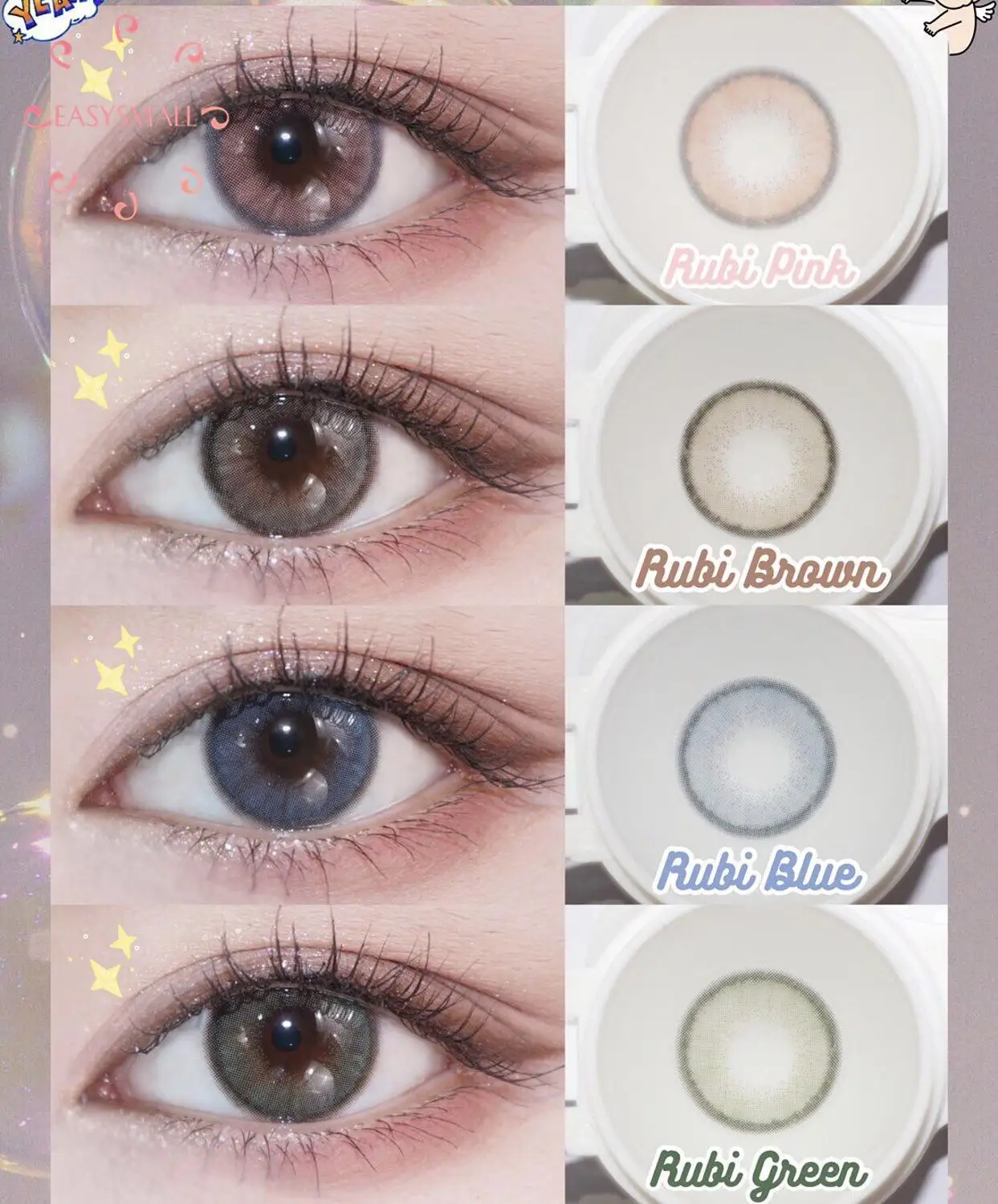 

Easysmall blue Circle Cosmetic Soft Eyes Contact Lenses High Quality Natural Colored Eye Degree myopia 2pcs/pair prescription